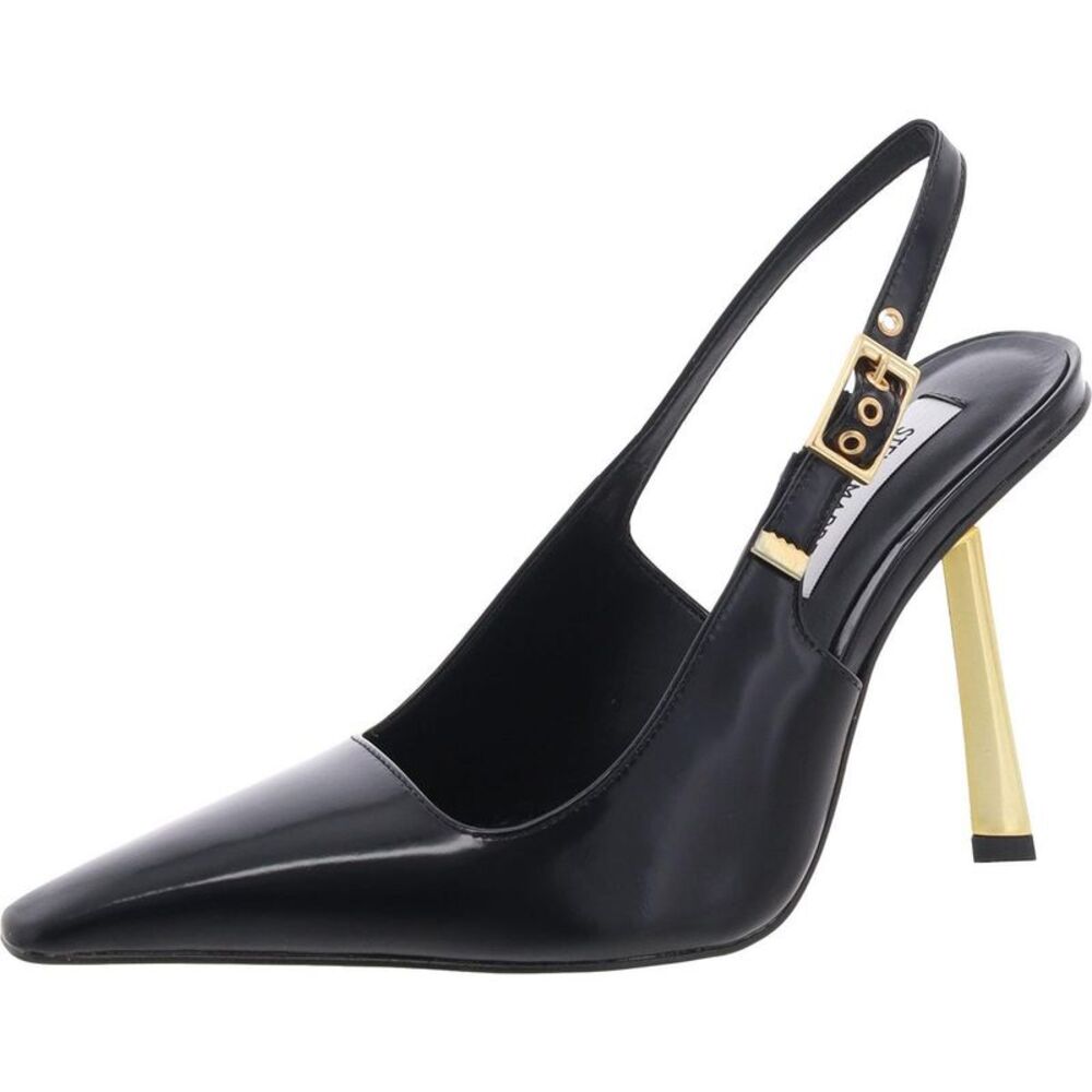 Steve Madden Black Patent Slingback Pumps with Gold Heel